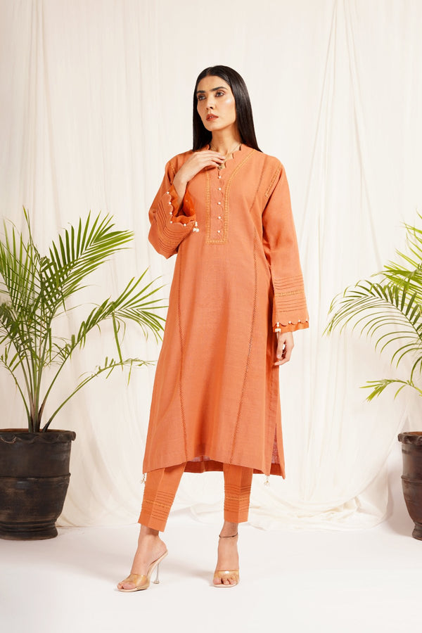 Mustard Khaddar 2-Piece Dress