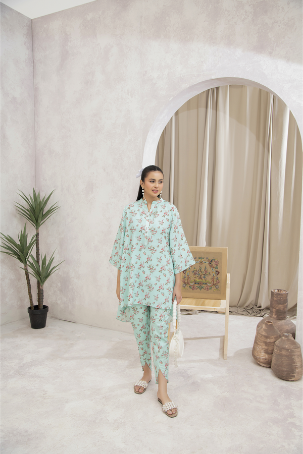 Mint Blossom Breeze Linen Slub Set