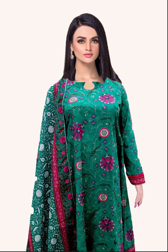 3 Piece - Embroidered Ziba Khaddar Suit