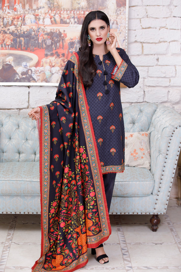 3 Piece - Embroidered Ziba Khaddar Suit