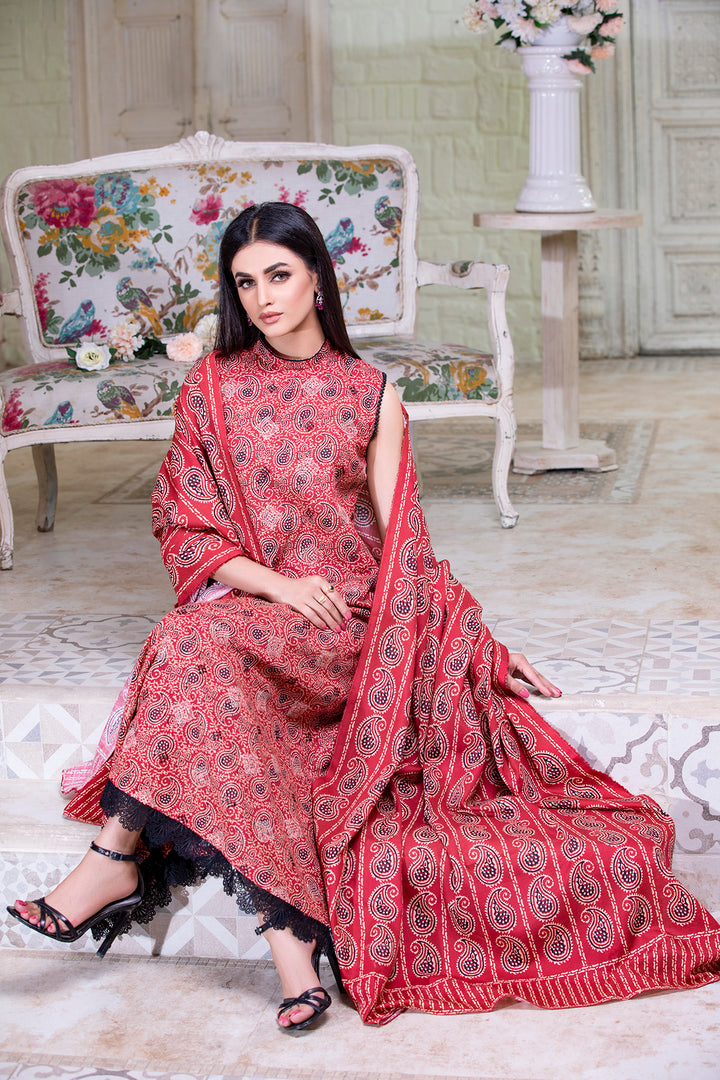 ZIBA Khaddar Stitched Embroidered Frock sitting 