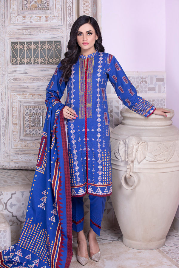 3 Piece - Embroidered Ziba Khaddar Suit