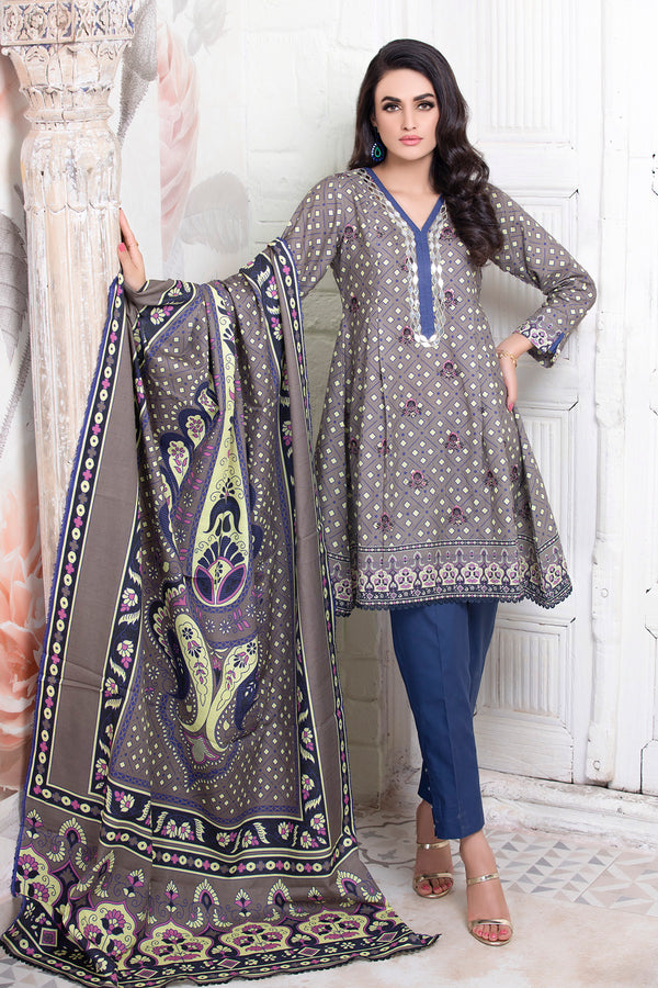 3 Piece - Embroidered Ziba Khaddar Suit