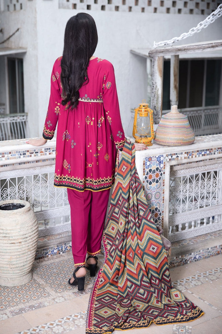 Cottel 3 Pcs Stitched Suit back view