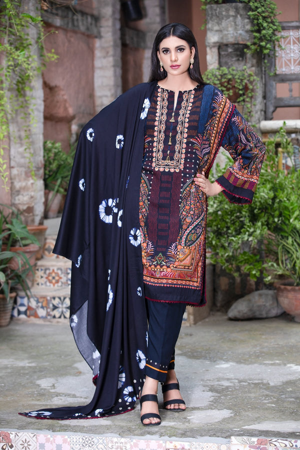 3 Piece -  Embroidered Cottel Suit