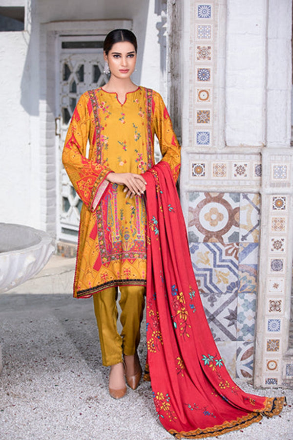 3 Piece -  Embroidered Cottel Suit