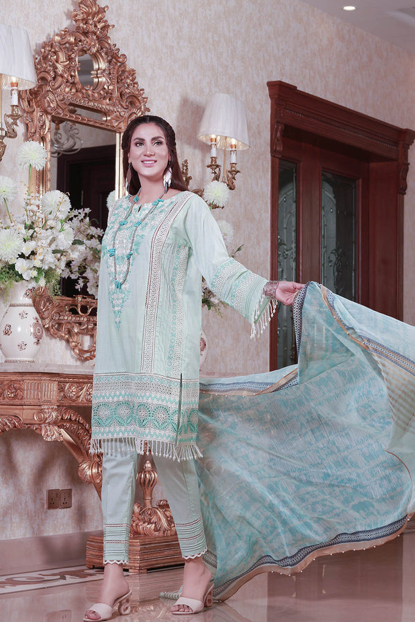 3 Piece - Embroidered Khaadi Net Suit