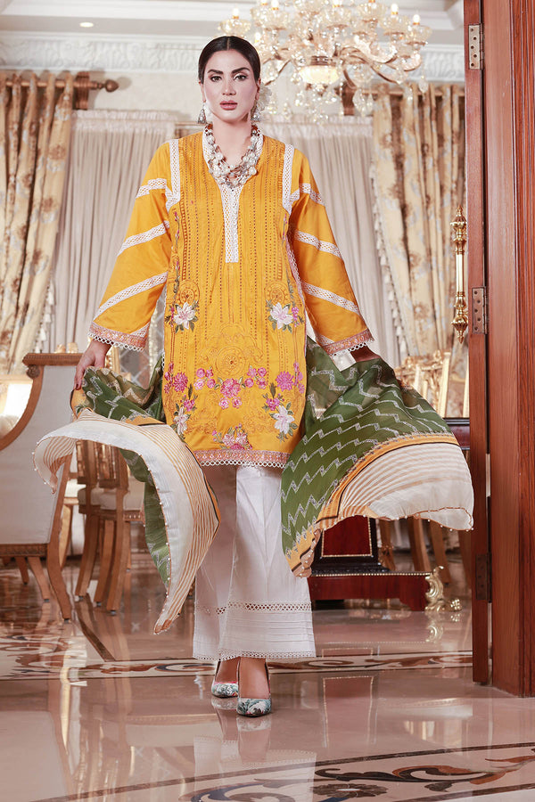 3 Piece - Embroidered Khaadi Net Suit