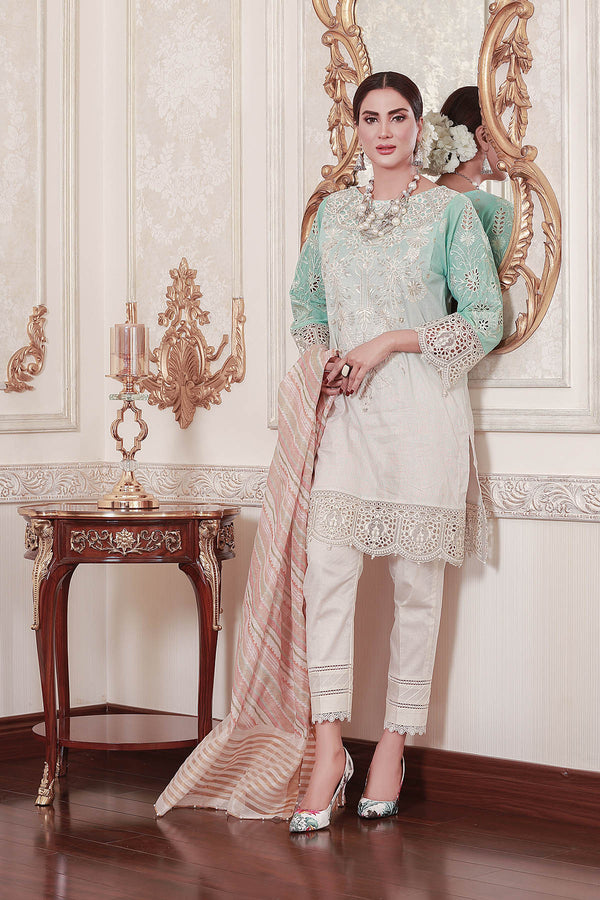 3 Piece - Embroidered Khaadi Net Suit