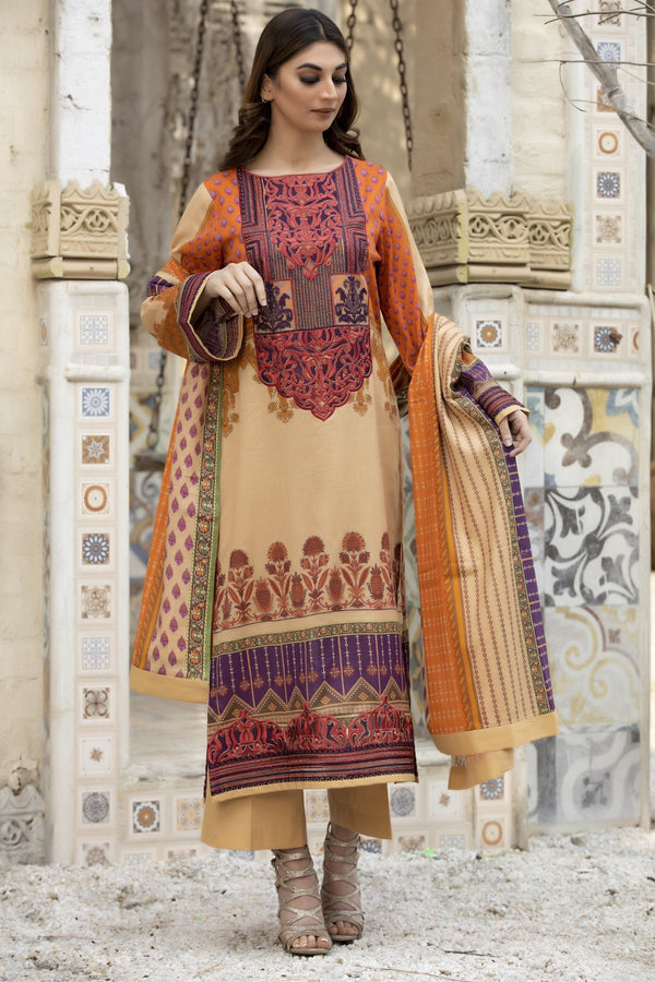 Orange Embroidered Lawn Dress