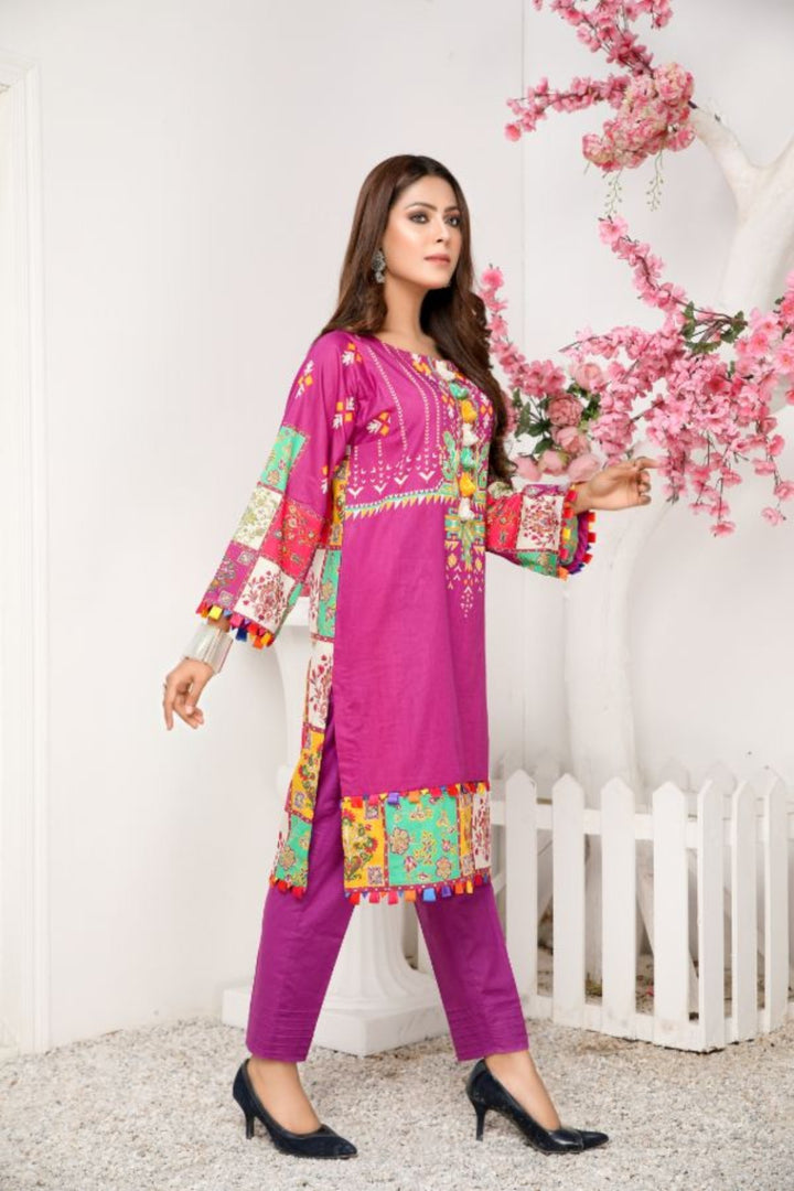 Nisa Printed Ferozi Lawn Shirt- Multi Color- Front 2