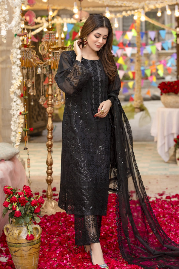 Khadi Embroidered Black Dress