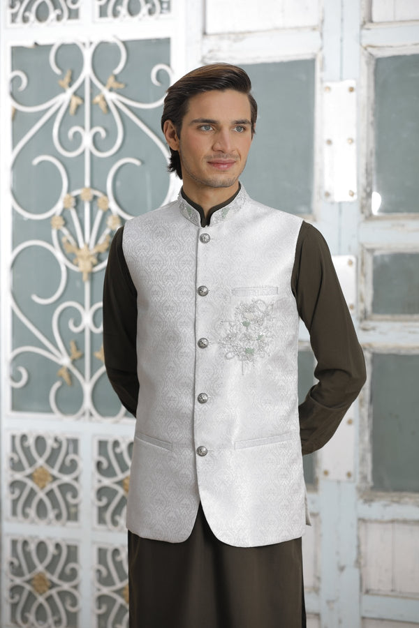 White Men Waistcoat - Ethnic Wear