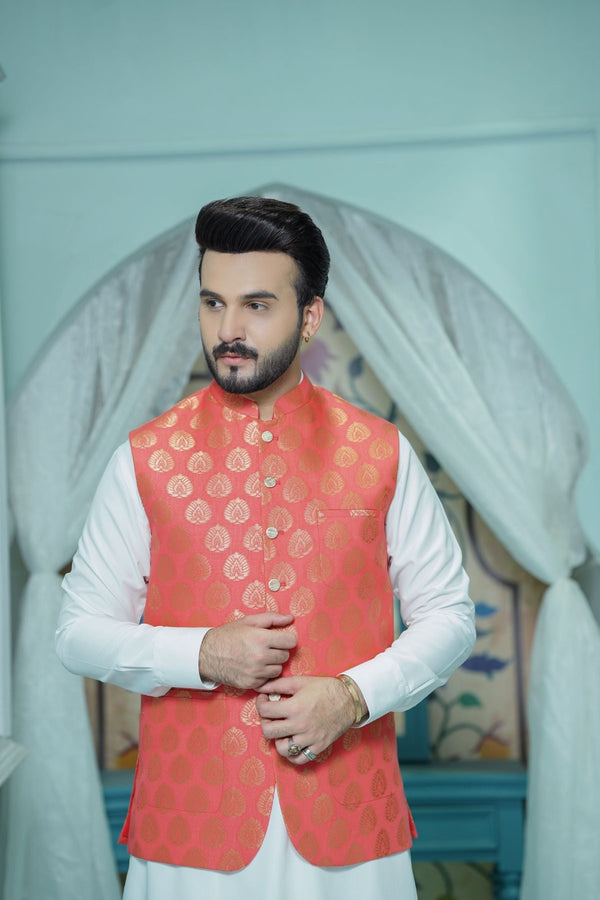 Jacquard Men Waistcoat - Ethnic Wear